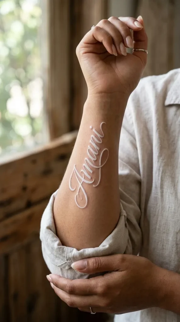Embossed Script Tattoo