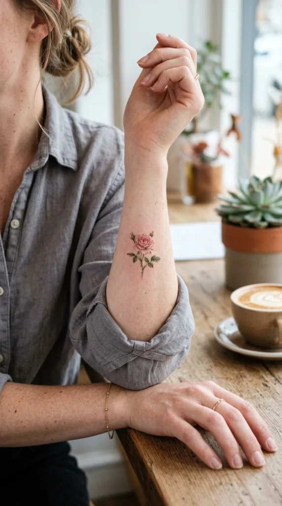 Mini Flower in Realism Style Tattoo