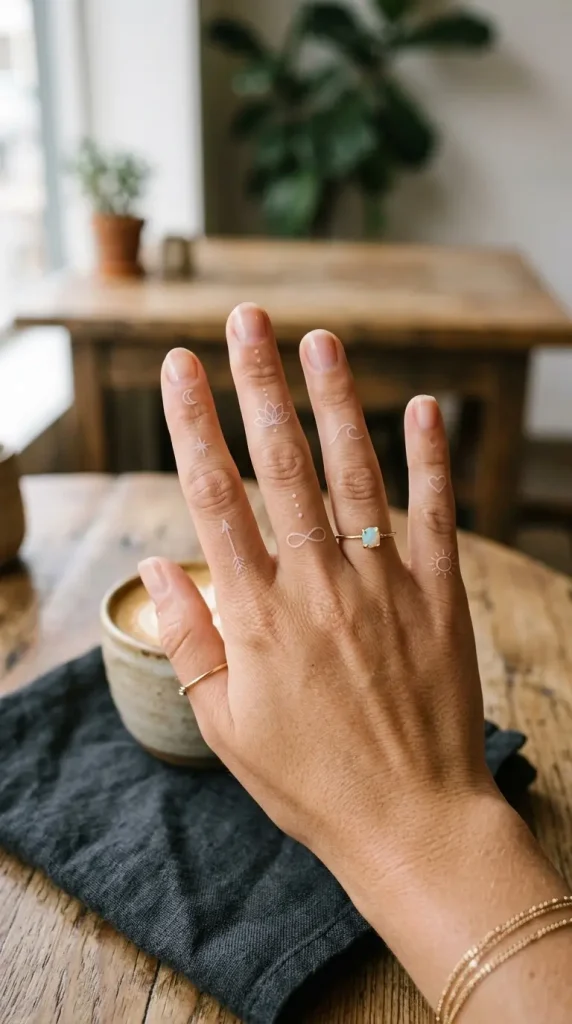 Subtle Finger Symbols Tattoo