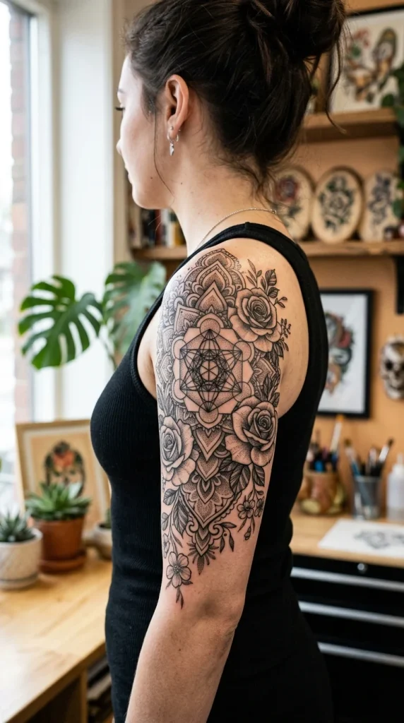 Rose & Sacred Geometry Tattoo