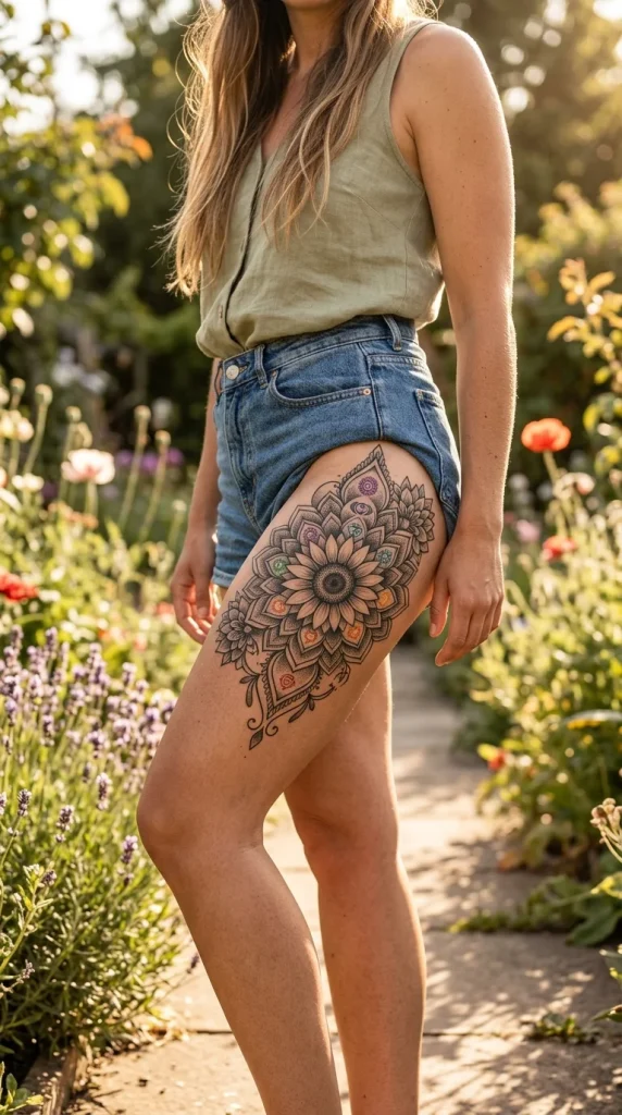 Sunflower Chakra Mandala Tattoo