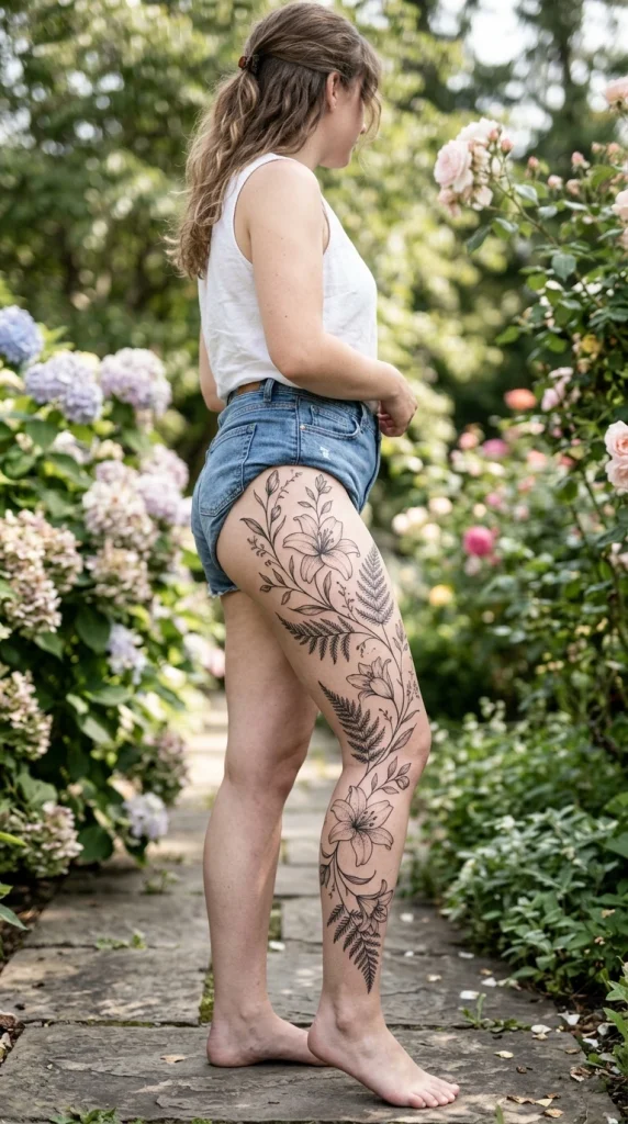 Wrapping Lily & Fern Combo Tattoo